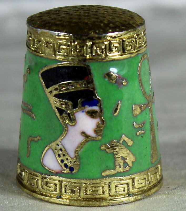 Cloissonne thimble - Egyptian figures