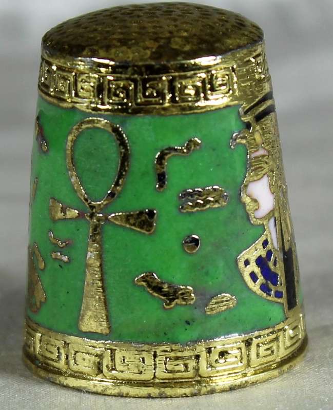 Cloissonne thimble - Egyptian figures