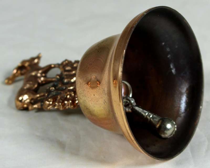 Souvenir copper bell - big hole Kimberley with Kudu topped figurine