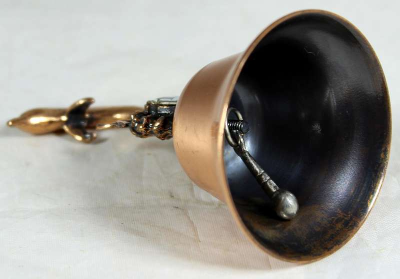 Souvenir copper bell - Durban aquarium with dolphin topped figure