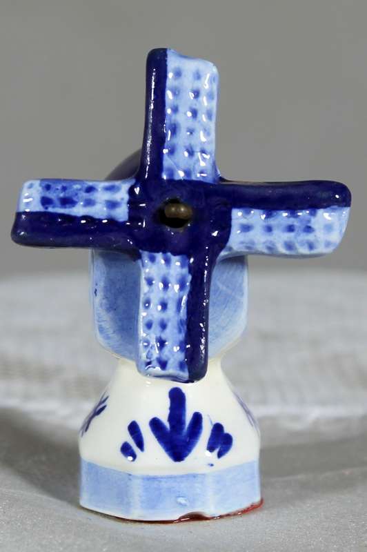 miniature blue & white windmill