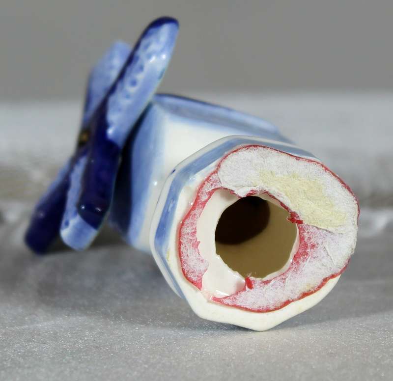 miniature blue & white windmill