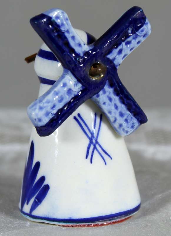 miniature blue & white windmill