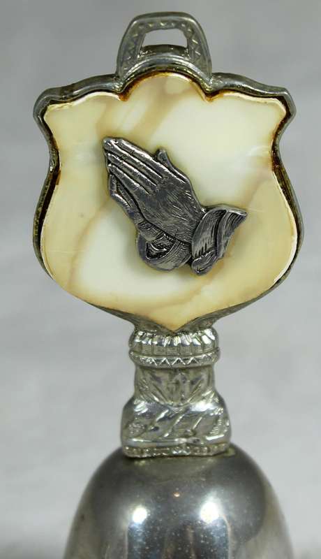 Souvenir silver plated bell - praying hands