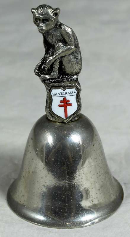 Souvenir silver plated bell - Santarama with monkey figure