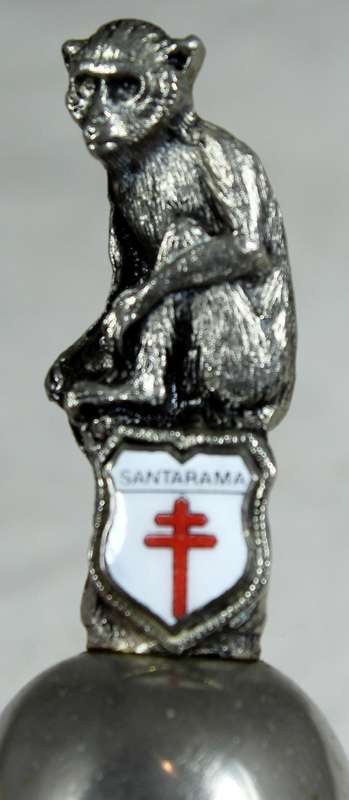 Souvenir silver plated bell - Santarama with monkey figure