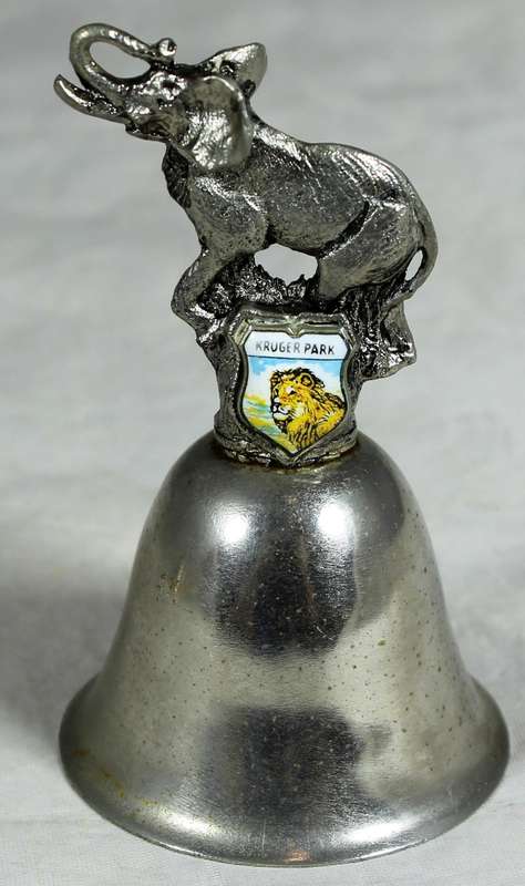 Souvenir silver plated bell - Kruger park with elephant figure