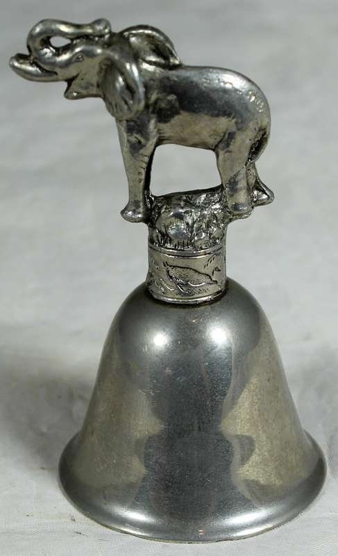 Silver plated bell with elephant figure