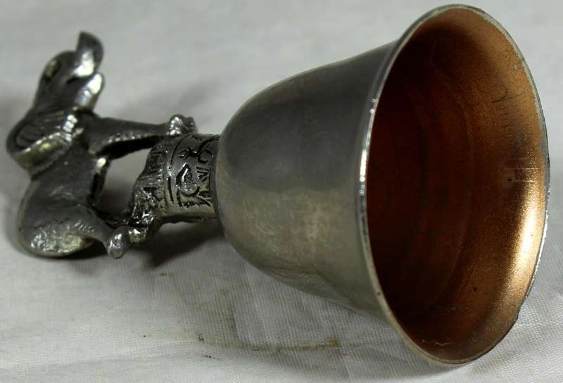 Silver plated bell with elephant figure
