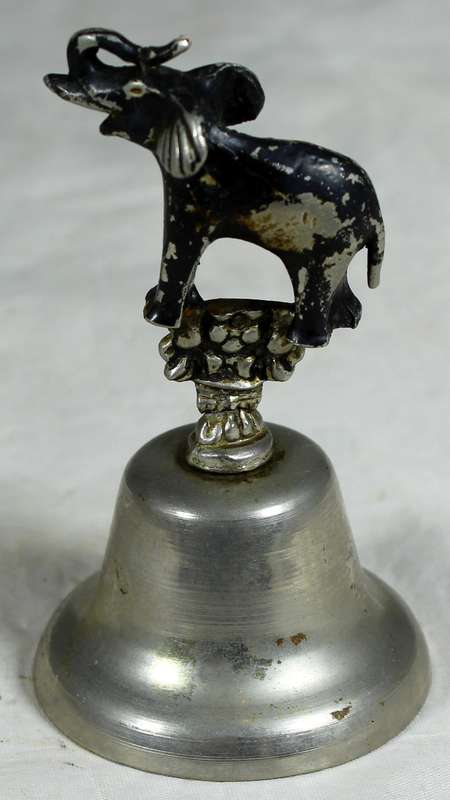 Silver plated bell with elephant figure