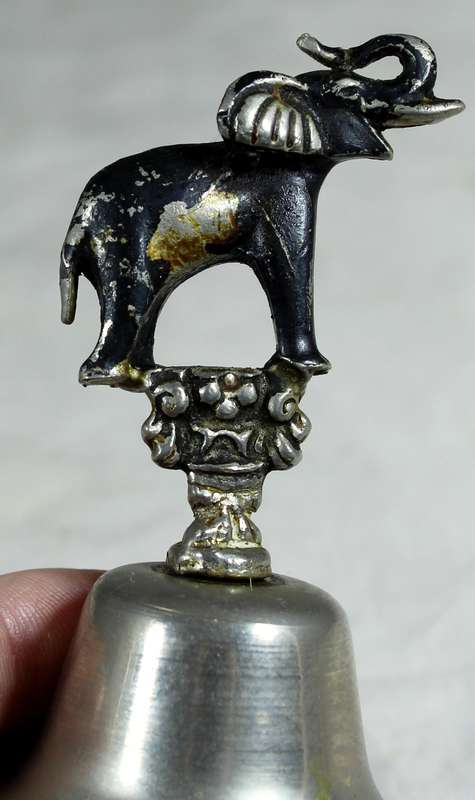 Silver plated bell with elephant figure