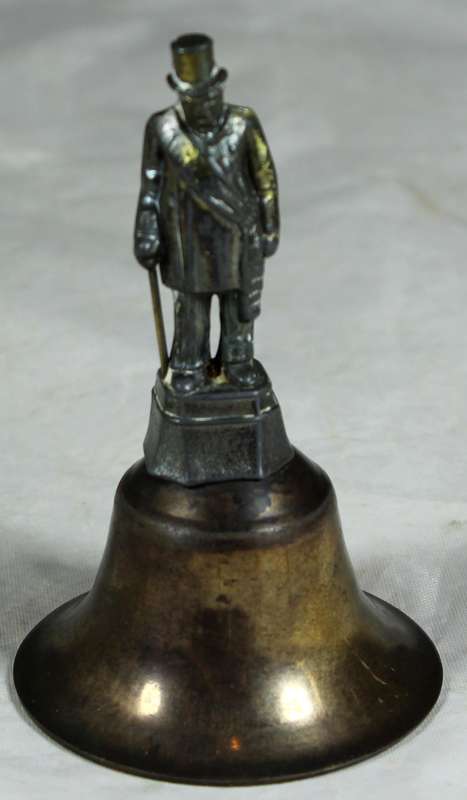 Brass bell - Pewter figurine of Paul Kruger