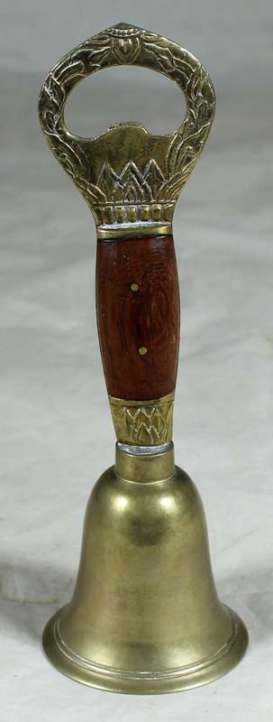 Brass bell - Wooden handle & bottle opener