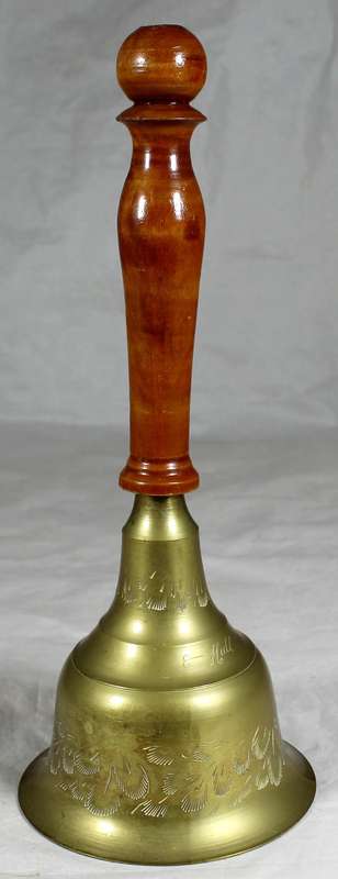 Brass bell - Tall with wooden handle