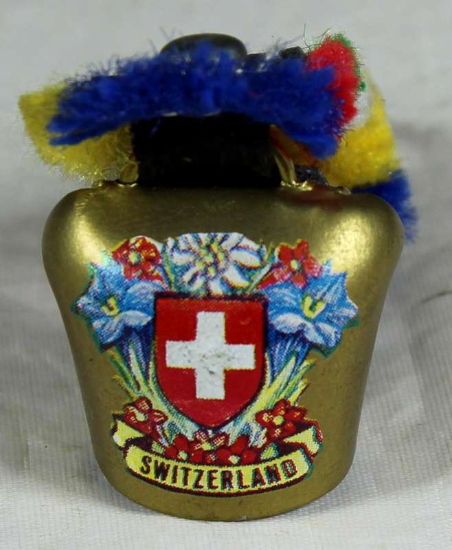 Miniature cow bell - Switzerland - with decorative strap