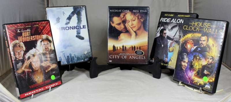 Five DVD Set-City of angels, Chronicle, Ride Along2, Bert Wonderstone, House with Clock in its walls