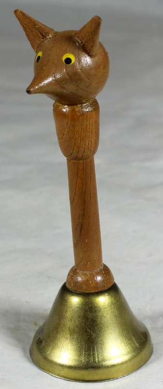 Wooden fox handle brass bell