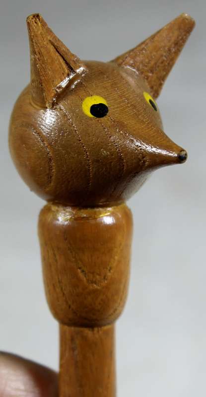 Wooden fox handle brass bell