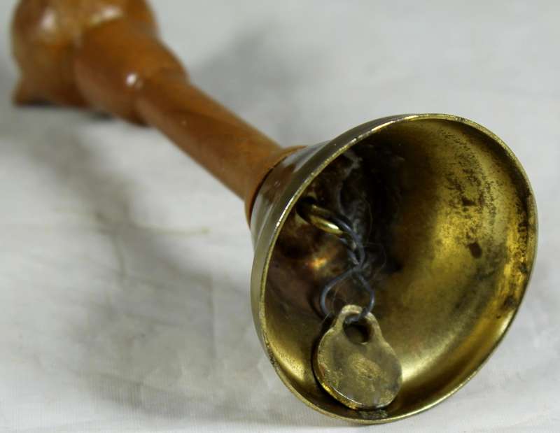 Wooden fox handle brass bell