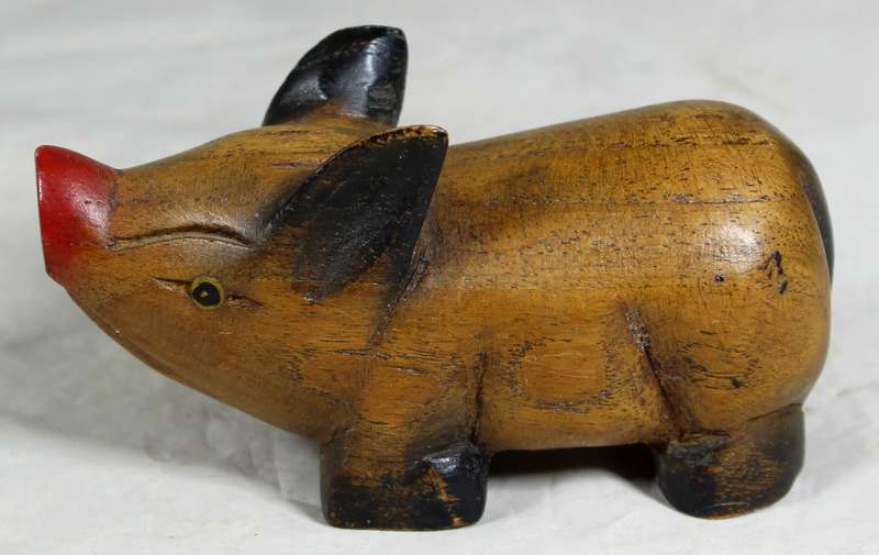 Carved wooden piggy