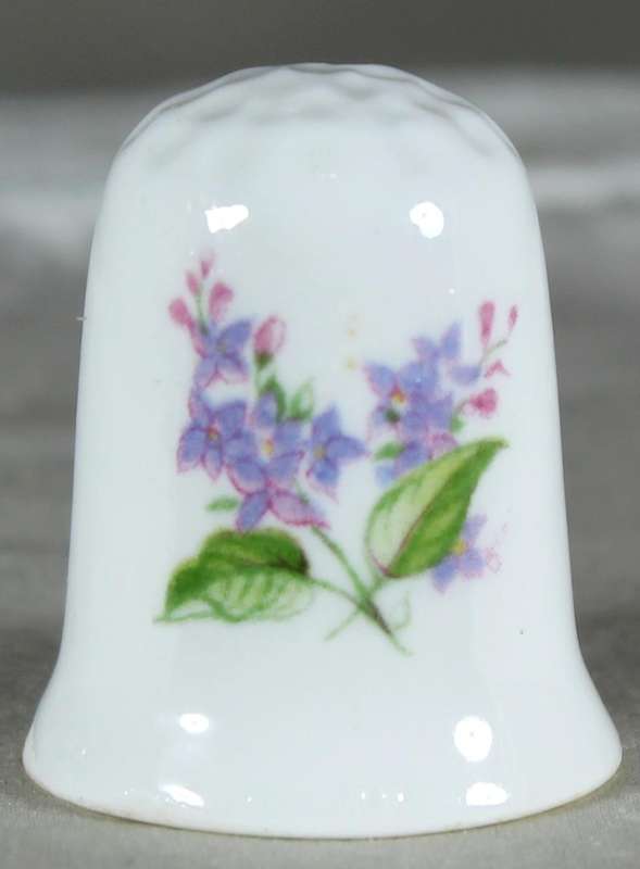 Bone China thimble - Purple flowers