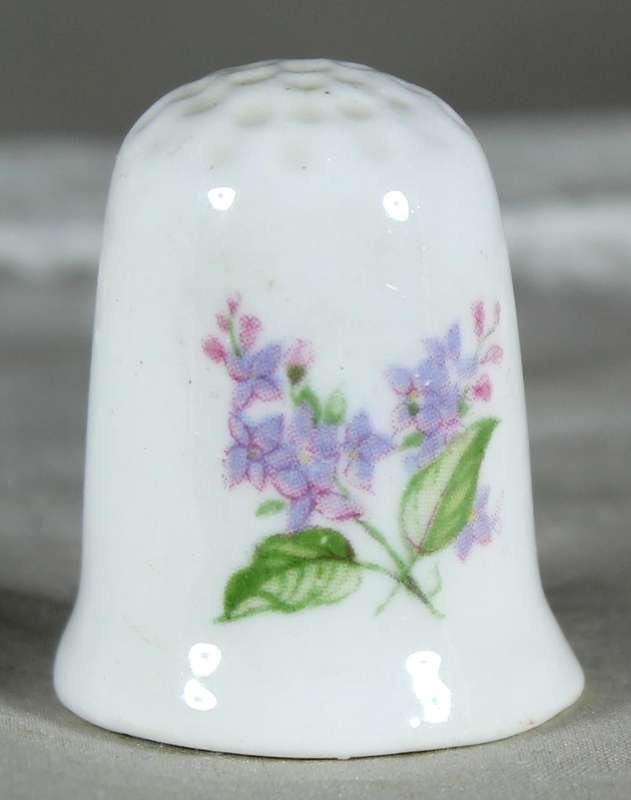 Bone China thimble - Purple flowers