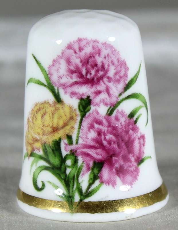 Bone China thimble - Pink carnations - Finsbury