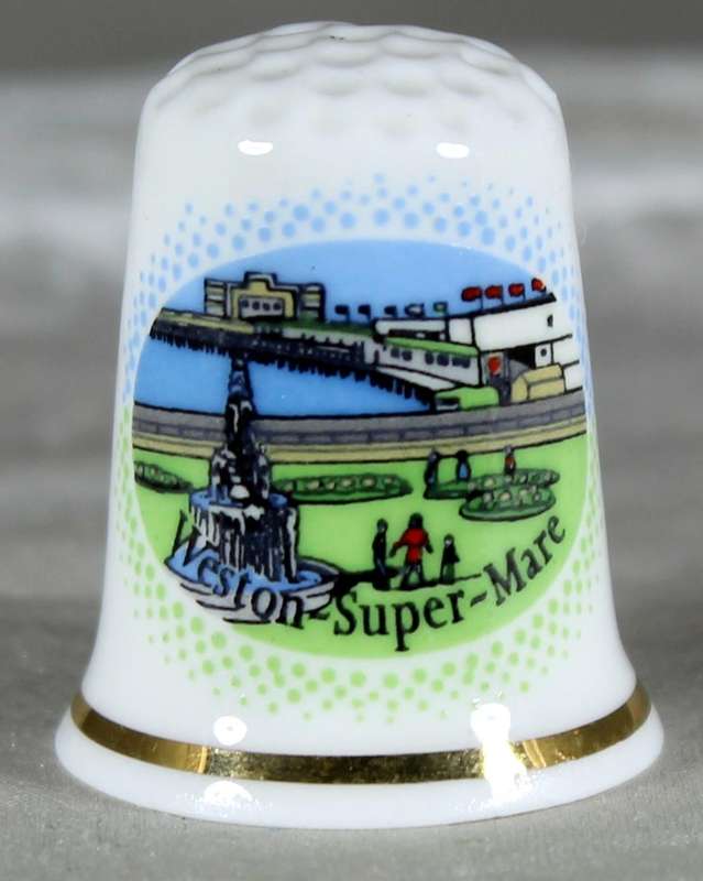 Bone China thimble - Weston Super Mare - Sights of Britain