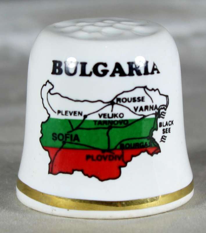 Bone China thimble - Bulgaria red rose