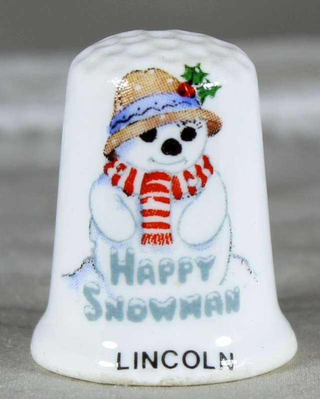 Bone China thimble - Happy snowman - Lincoln