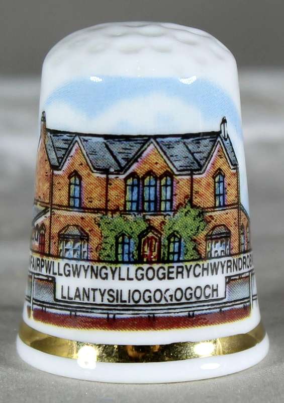 Bone China thimble - Llantysiliogogogoch - YDdraig