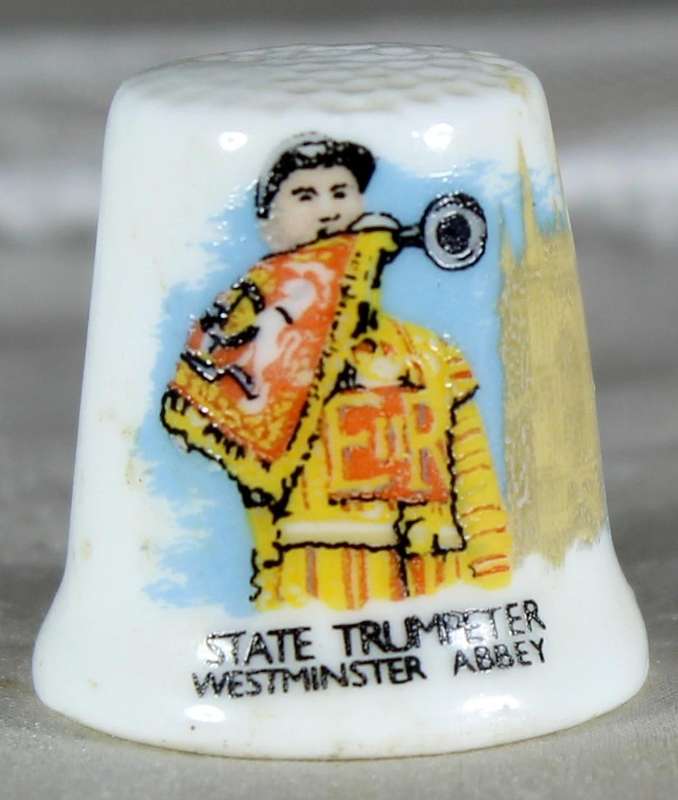 Bone China thimble - State Trumpeter Westminster Abbey
