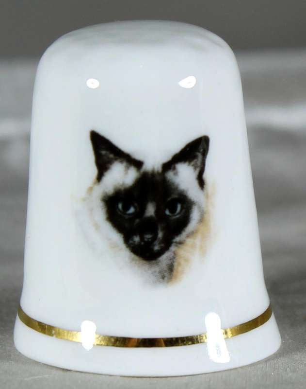 Bone China thimble - Cat by St. George
