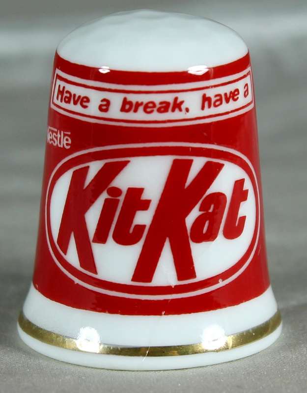 Bone China - Advertising thimble - Kit Kat - The Thimble Guild
