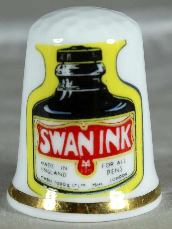 Bone China - Advertising thimble - Swan Ink