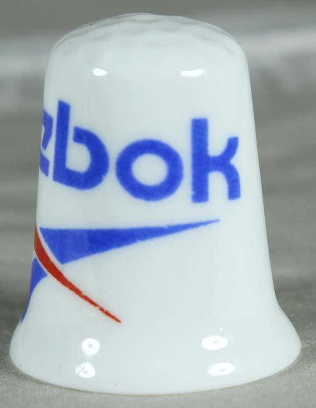 Bone China - Advertising thimble - Reebok - Stoke-on-Trent
