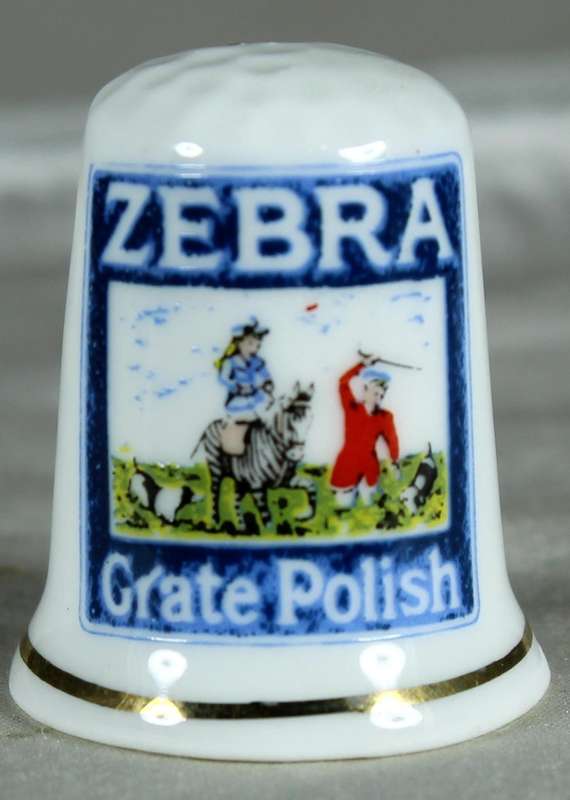 Bone China - Advertising thimble - Zebra Grate Polish