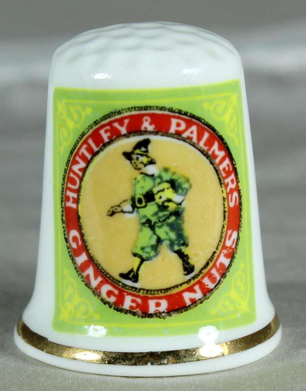 Bone China - Advertising thimble - Huntley & Palmers ginger nuts