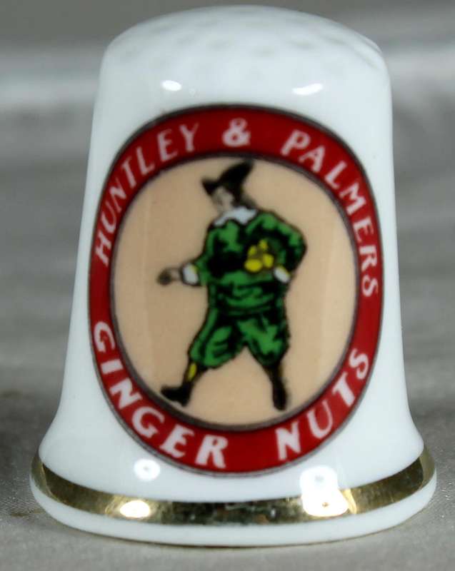 Bone China - Advertising thimble - Huntley & Palmers ginger nuts