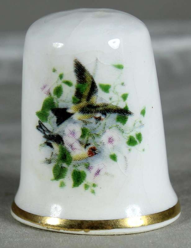 Bone China thimble - Butterfly & flowers