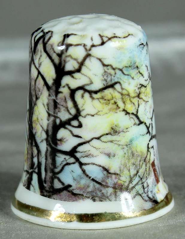 Bone China thimble - snow scene