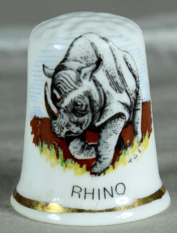 Bone China thimble - rhino