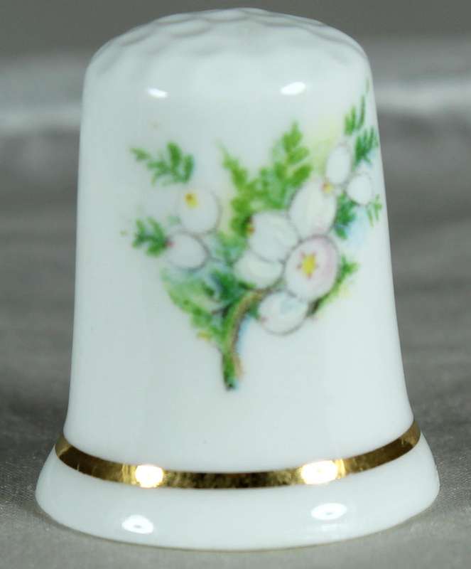Bone China thimble - flowers on a tree