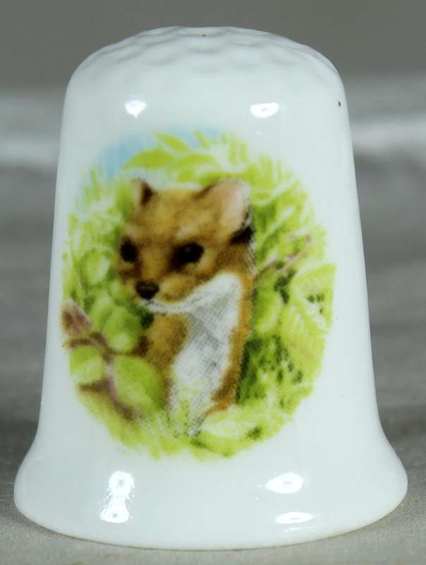 Bone China thimble - weasel