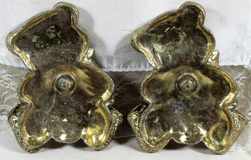 Pair of molded metal bear cabinet handles