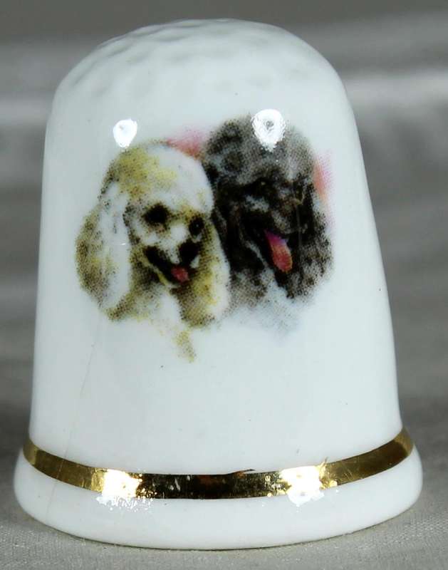 Bone China thimble - poodles - Peter Gosling