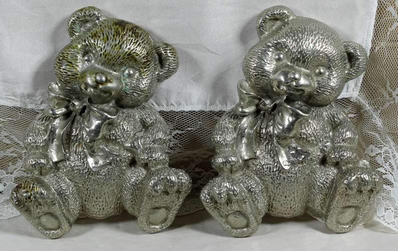Pair of molded metal bear cabinet handles
