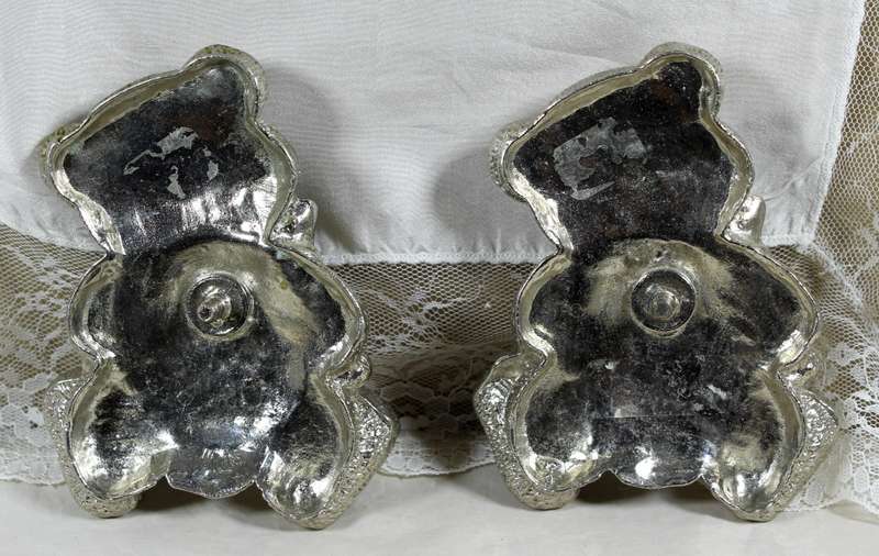 Pair of molded metal bear cabinet handles