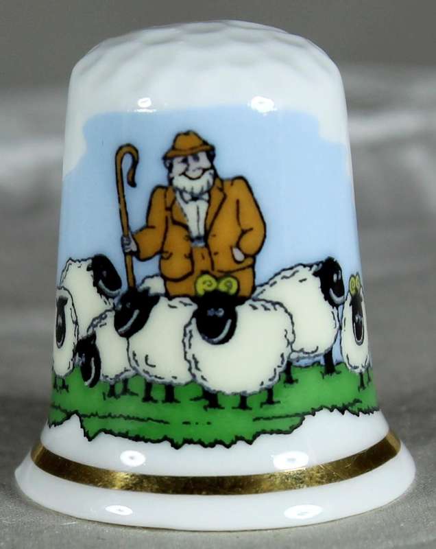 Bone China thimble - herding the sheep - Sampson