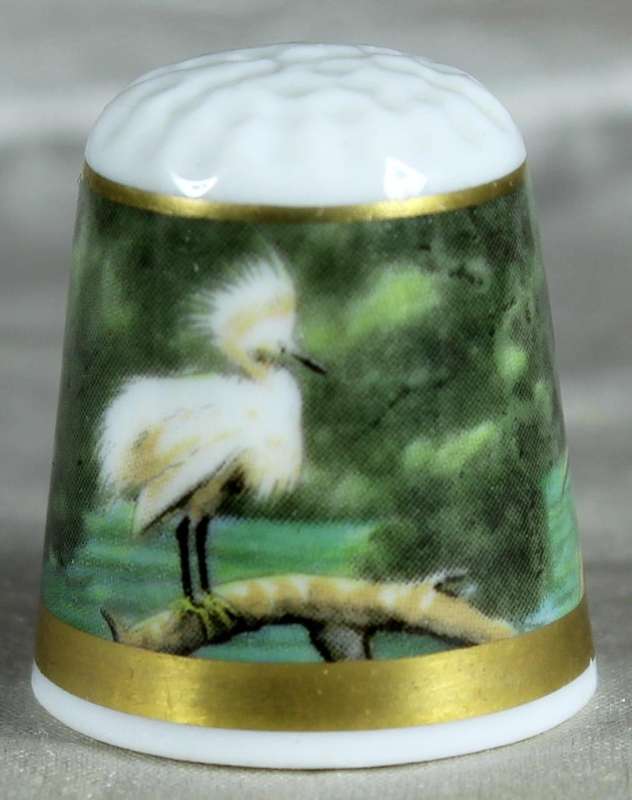 Bone China thimble - storks - NP porcelain